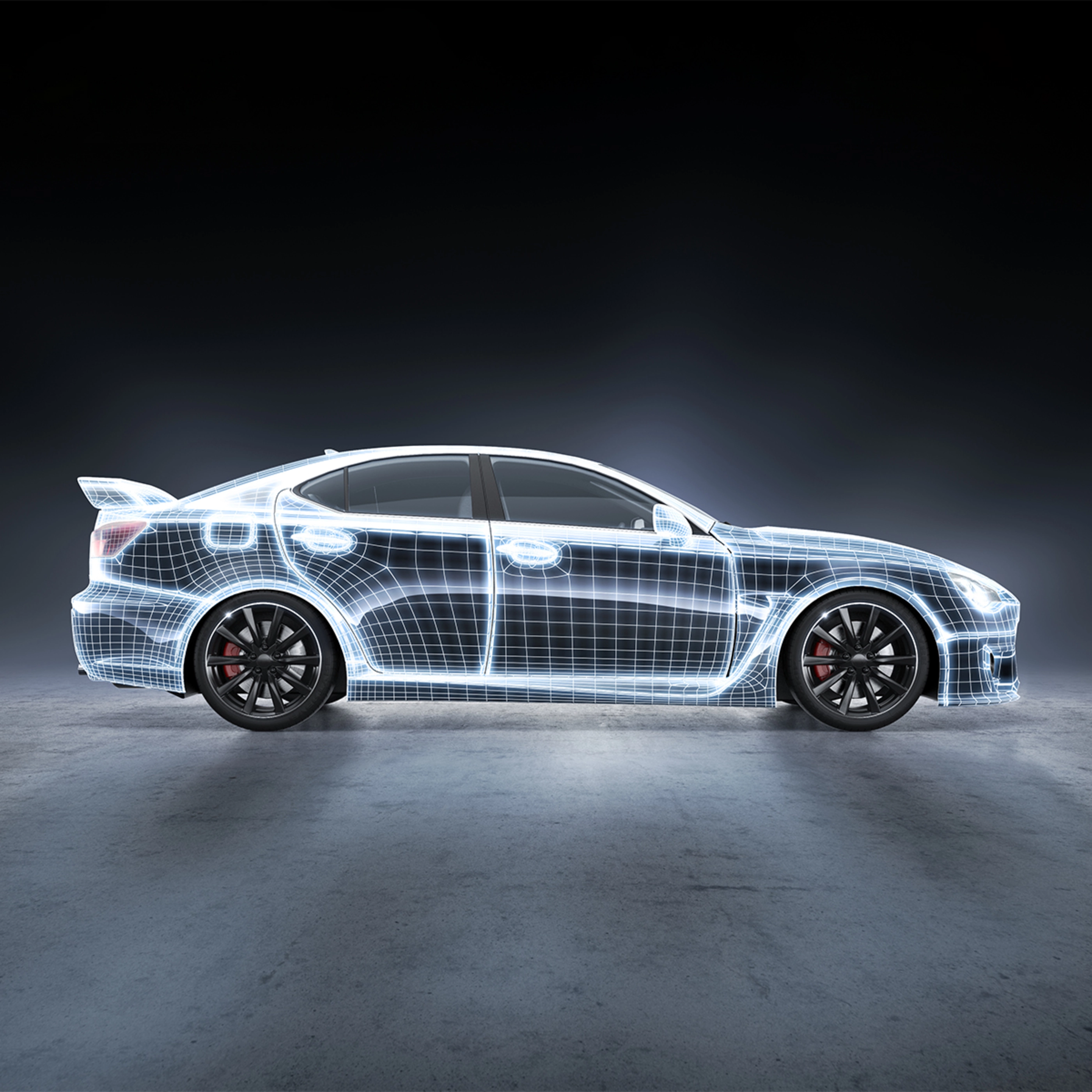 Genieric Car with glowing wireframe